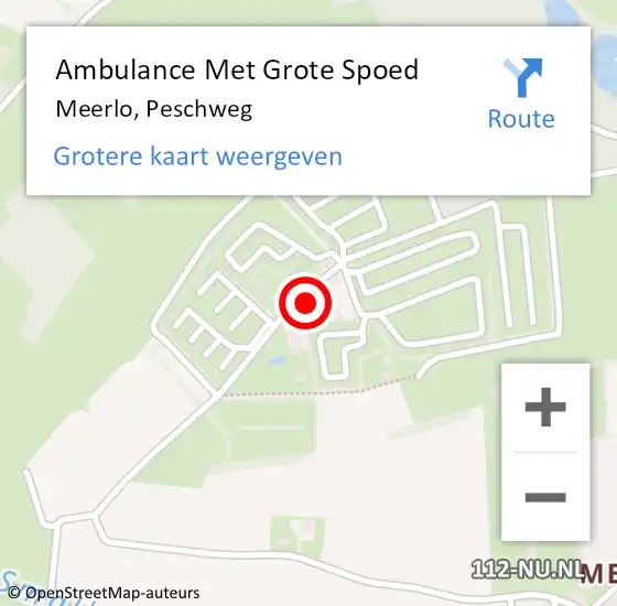 Locatie op kaart van de 112 melding: Ambulance Met Grote Spoed Naar Meerlo, Peschweg op 27 juli 2014 19:19