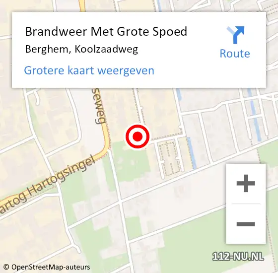 Locatie op kaart van de 112 melding: Brandweer Met Grote Spoed Naar Berghem, Koolzaadweg op 26 augustus 2022 23:20