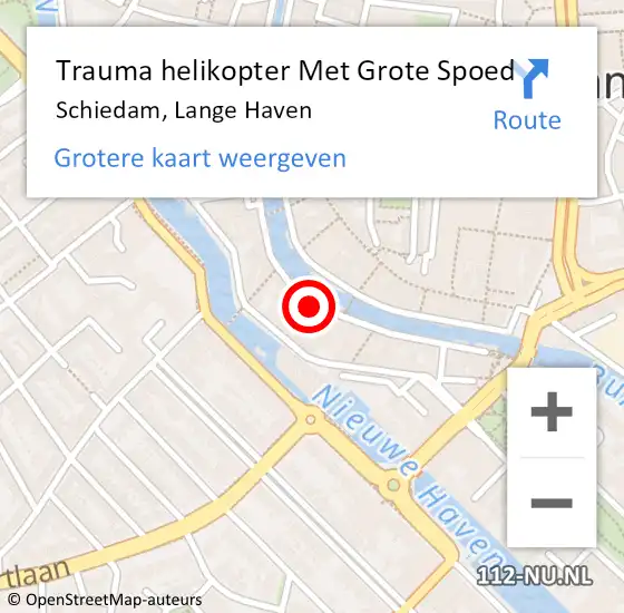 Locatie op kaart van de 112 melding: Trauma helikopter Met Grote Spoed Naar Schiedam, Lange Haven op 26 augustus 2022 23:30