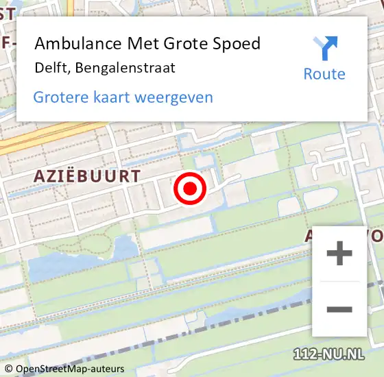 Locatie op kaart van de 112 melding: Ambulance Met Grote Spoed Naar Delft, Bengalenstraat op 26 augustus 2022 23:58