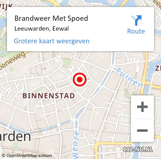 Locatie op kaart van de 112 melding: Brandweer Met Spoed Naar Leeuwarden, Eewal op 27 augustus 2022 00:08