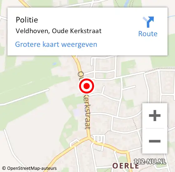 Locatie op kaart van de 112 melding: Politie Veldhoven, Oude Kerkstraat op 27 augustus 2022 00:19