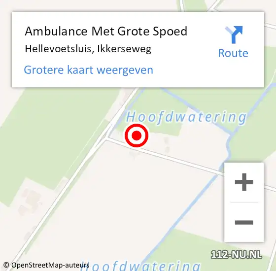 Locatie op kaart van de 112 melding: Ambulance Met Grote Spoed Naar Hellevoetsluis, Ikkerseweg op 27 augustus 2022 00:37