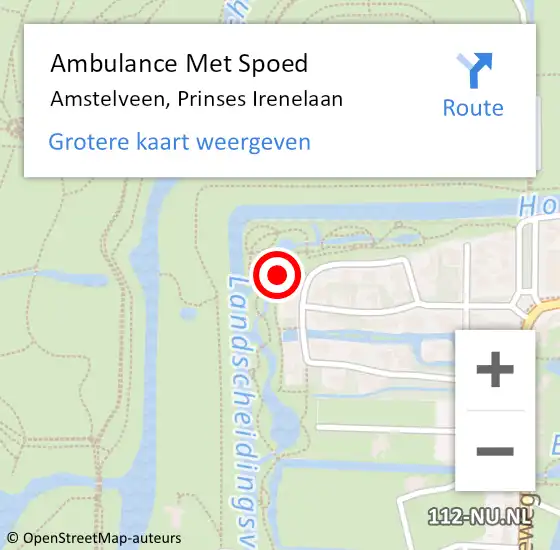 Locatie op kaart van de 112 melding: Ambulance Met Spoed Naar Amstelveen, Prinses Irenelaan op 27 augustus 2022 00:38