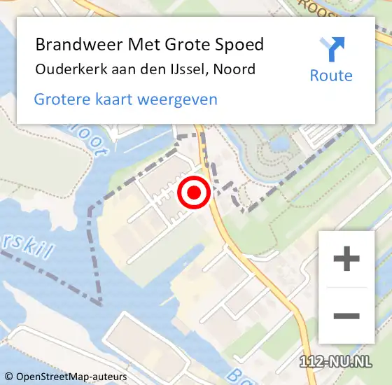 Locatie op kaart van de 112 melding: Brandweer Met Grote Spoed Naar Ouderkerk aan den IJssel, Noord op 27 juli 2014 19:28