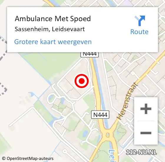 Locatie op kaart van de 112 melding: Ambulance Met Spoed Naar Sassenheim, Leidsevaart op 27 augustus 2022 01:05