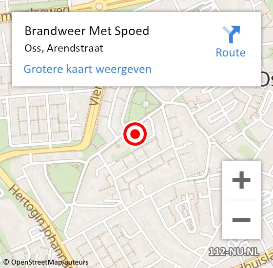 Locatie op kaart van de 112 melding: Brandweer Met Spoed Naar Oss, Arendstraat op 27 augustus 2022 01:35