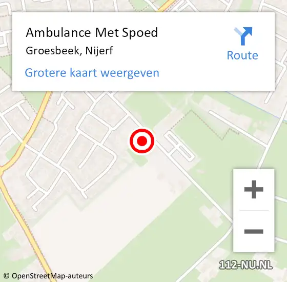 Locatie op kaart van de 112 melding: Ambulance Met Spoed Naar Groesbeek, Nijerf op 27 augustus 2022 01:48