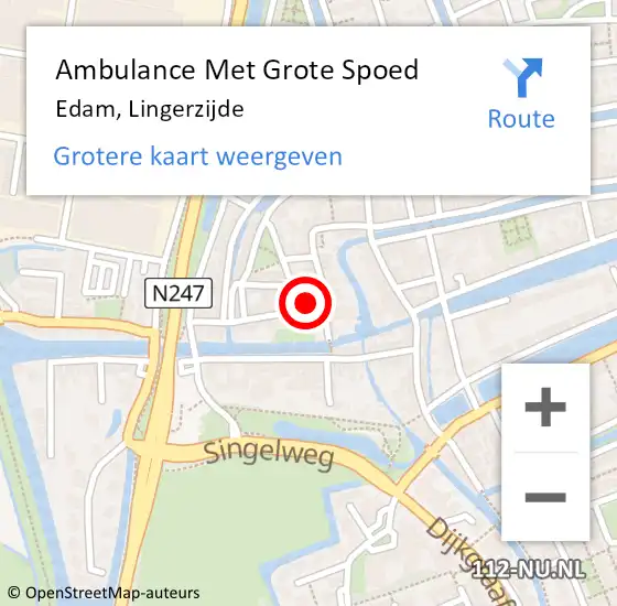 Locatie op kaart van de 112 melding: Ambulance Met Grote Spoed Naar Edam, Lingerzijde op 27 augustus 2022 03:05