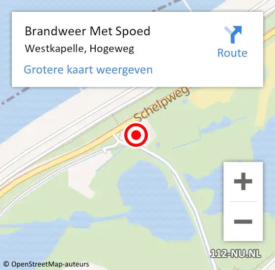 Locatie op kaart van de 112 melding: Brandweer Met Spoed Naar Westkapelle, Hogeweg op 27 augustus 2022 03:17