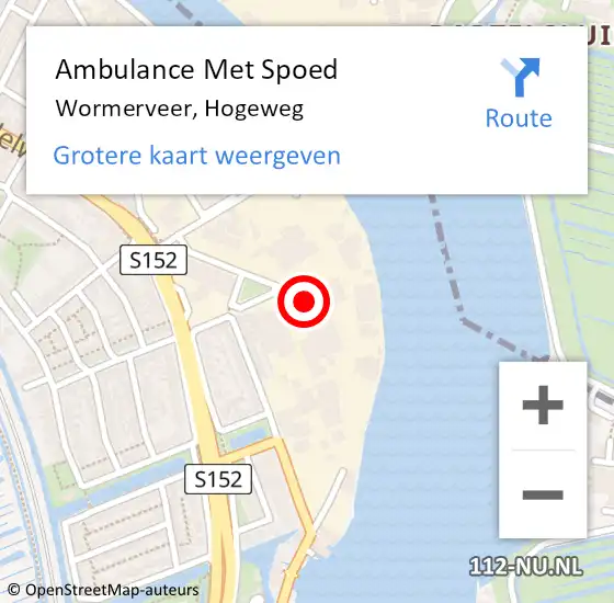 Locatie op kaart van de 112 melding: Ambulance Met Spoed Naar Wormerveer, Hogeweg op 27 augustus 2022 03:41