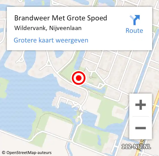 Locatie op kaart van de 112 melding: Brandweer Met Grote Spoed Naar Wildervank, Nijveenlaan op 27 augustus 2022 03:42