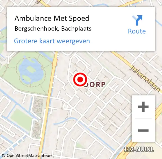 Locatie op kaart van de 112 melding: Ambulance Met Spoed Naar Bergschenhoek, Bachplaats op 27 augustus 2022 05:28