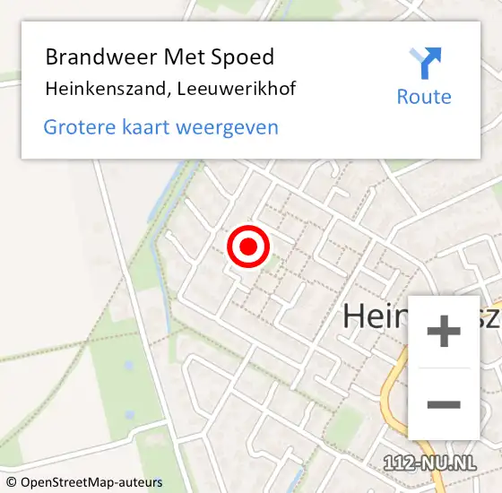 Locatie op kaart van de 112 melding: Brandweer Met Spoed Naar Heinkenszand, Leeuwerikhof op 27 augustus 2022 06:22