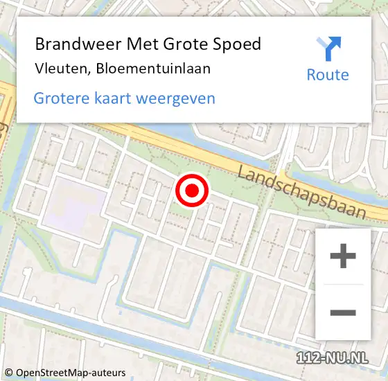 Locatie op kaart van de 112 melding: Brandweer Met Grote Spoed Naar Vleuten, Bloementuinlaan op 27 augustus 2022 06:50