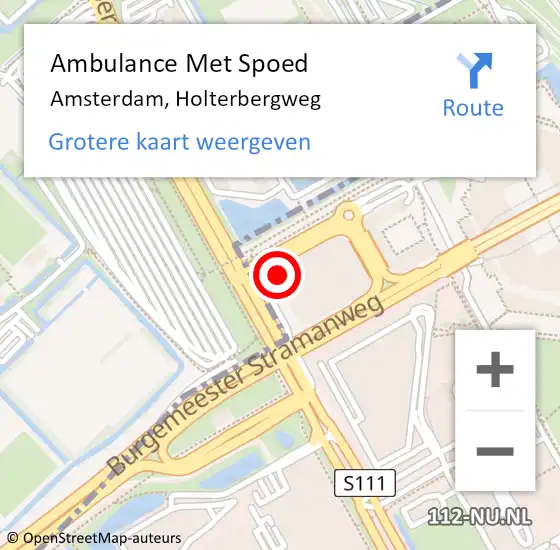 Locatie op kaart van de 112 melding: Ambulance Met Spoed Naar Amsterdam-Zuidoost, Holterbergweg op 27 augustus 2022 06:58