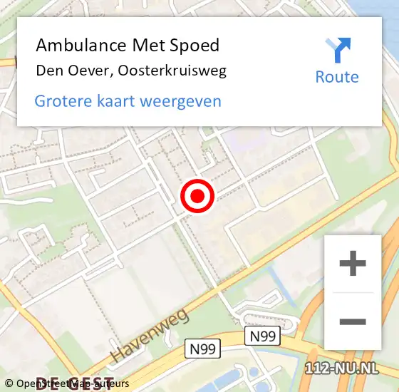 Locatie op kaart van de 112 melding: Ambulance Met Spoed Naar Den Oever, Oosterkruisweg op 27 augustus 2022 07:08