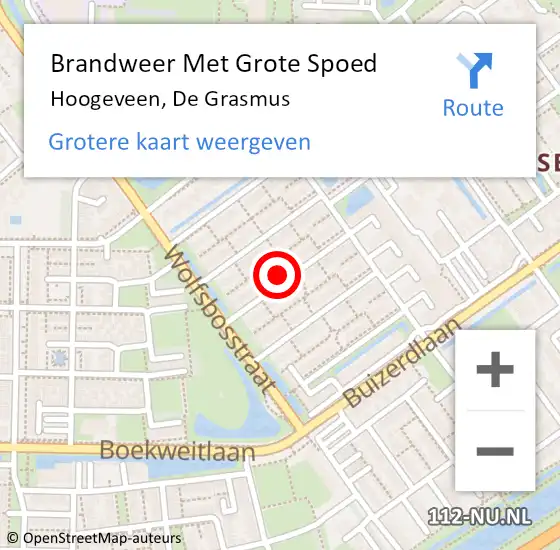 Locatie op kaart van de 112 melding: Brandweer Met Grote Spoed Naar Hoogeveen, De Grasmus op 27 augustus 2022 07:42