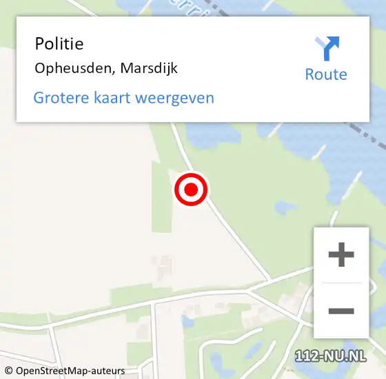 Locatie op kaart van de 112 melding: Politie Opheusden, Marsdijk op 27 augustus 2022 07:45