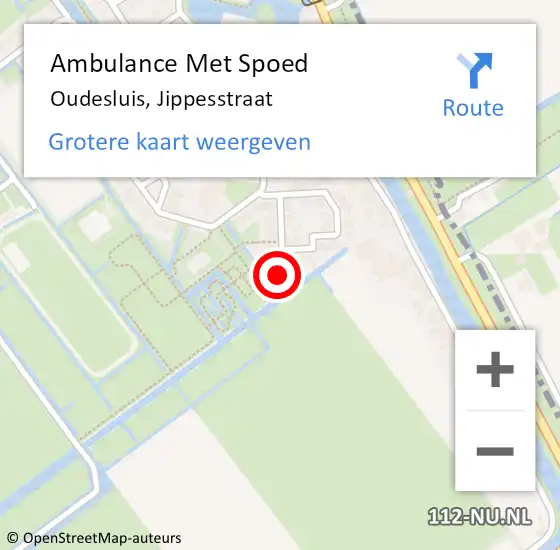 Locatie op kaart van de 112 melding: Ambulance Met Spoed Naar Oudesluis, Jippesstraat op 27 augustus 2022 08:00