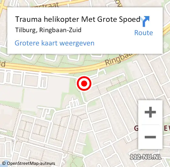 Locatie op kaart van de 112 melding: Trauma helikopter Met Grote Spoed Naar Tilburg, Ringbaan-Zuid op 27 augustus 2022 08:13