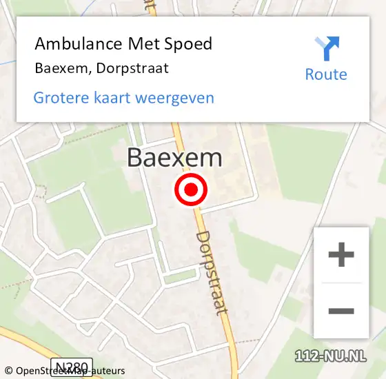 Locatie op kaart van de 112 melding: Ambulance Met Spoed Naar Baexem, Dorpstraat op 27 juli 2014 20:05