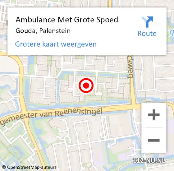 Locatie op kaart van de 112 melding: Ambulance Met Grote Spoed Naar Gouda, Palenstein op 27 augustus 2022 09:19