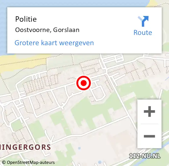 Locatie op kaart van de 112 melding: Politie Oostvoorne, Gorslaan op 27 augustus 2022 09:53