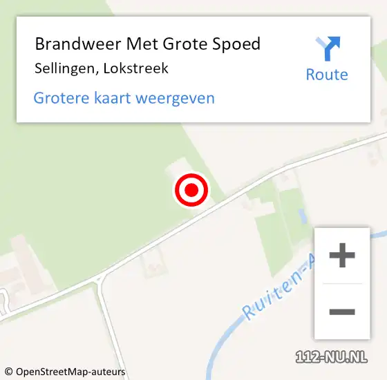 Locatie op kaart van de 112 melding: Brandweer Met Grote Spoed Naar Sellingen, Lokstreek op 27 augustus 2022 09:55