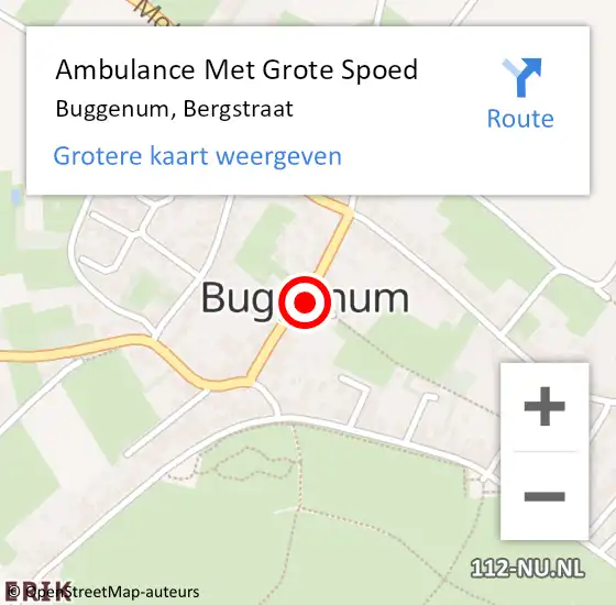 Locatie op kaart van de 112 melding: Ambulance Met Grote Spoed Naar Buggenum, Bergstraat op 27 augustus 2022 10:08