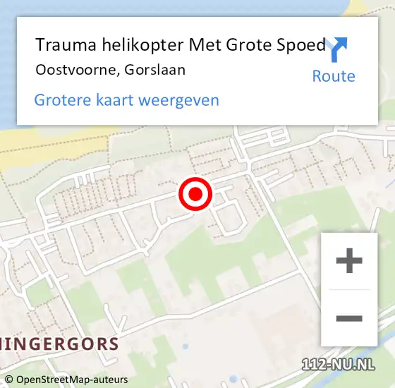 Locatie op kaart van de 112 melding: Trauma helikopter Met Grote Spoed Naar Oostvoorne, Gorslaan op 27 augustus 2022 10:12