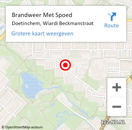 Locatie op kaart van de 112 melding: Brandweer Met Spoed Naar Doetinchem, Wiardi Beckmanstraat op 27 augustus 2022 10:27