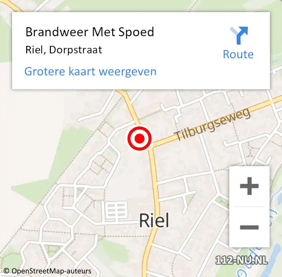 Locatie op kaart van de 112 melding: Brandweer Met Spoed Naar Riel, Dorpstraat op 27 juli 2014 20:15