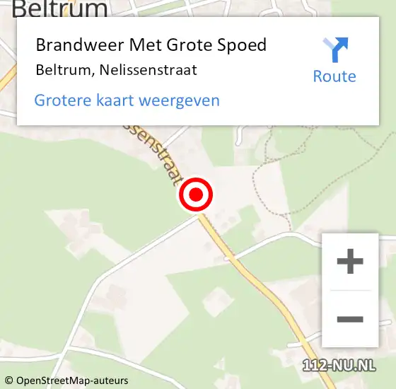 Locatie op kaart van de 112 melding: Brandweer Met Grote Spoed Naar Beltrum, Nelissenstraat op 27 juli 2014 20:16