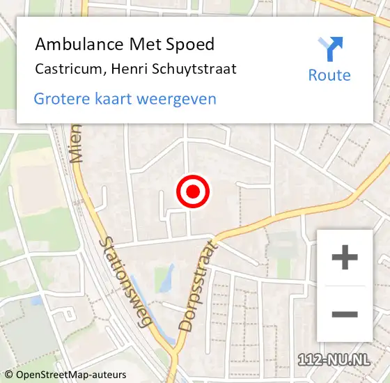 Locatie op kaart van de 112 melding: Ambulance Met Spoed Naar Castricum, Henri Schuytstraat op 27 augustus 2022 11:34