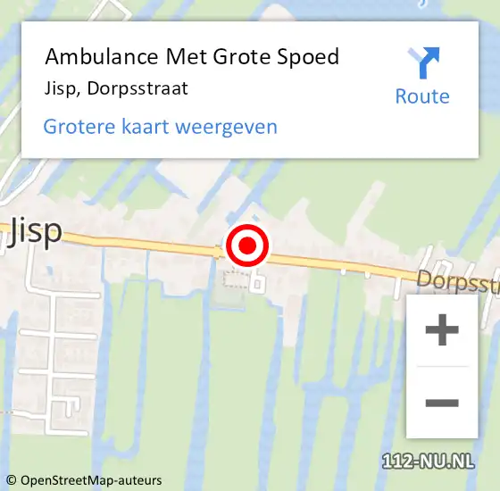 Locatie op kaart van de 112 melding: Ambulance Met Grote Spoed Naar Jisp, Dorpsstraat op 27 augustus 2022 11:46