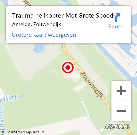 Locatie op kaart van de 112 melding: Trauma helikopter Met Grote Spoed Naar Ameide, Zouwendijk op 27 augustus 2022 11:49