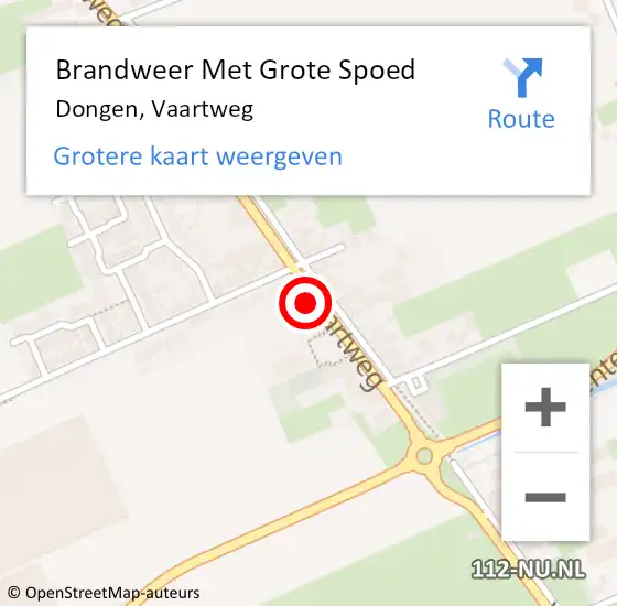 Locatie op kaart van de 112 melding: Brandweer Met Grote Spoed Naar Dongen, Vaartweg op 27 juli 2014 20:28