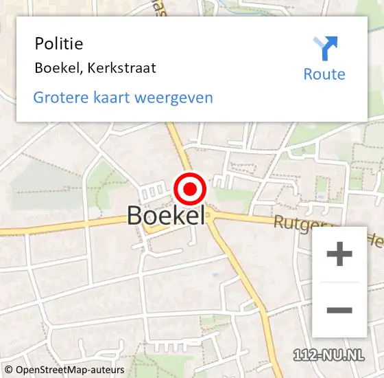 Locatie op kaart van de 112 melding: Politie Boekel, Kerkstraat op 27 augustus 2022 12:26