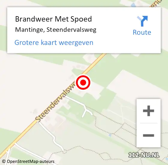 Locatie op kaart van de 112 melding: Brandweer Met Spoed Naar Mantinge, Steendervalsweg op 27 augustus 2022 13:06