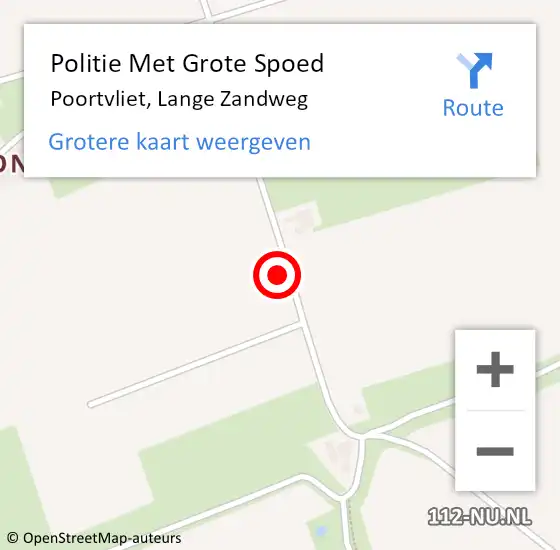 Locatie op kaart van de 112 melding: Politie Met Grote Spoed Naar Poortvliet, Lange Zandweg op 27 augustus 2022 13:18