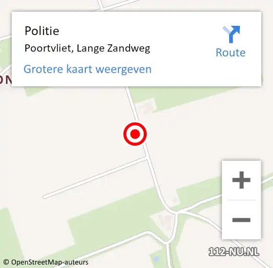 Locatie op kaart van de 112 melding: Politie Poortvliet, Lange Zandweg op 27 augustus 2022 13:18