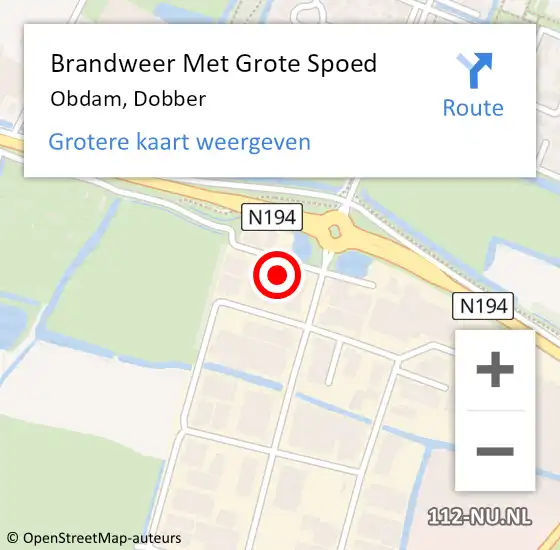 Locatie op kaart van de 112 melding: Brandweer Met Grote Spoed Naar Obdam, Dobber op 27 augustus 2022 13:35