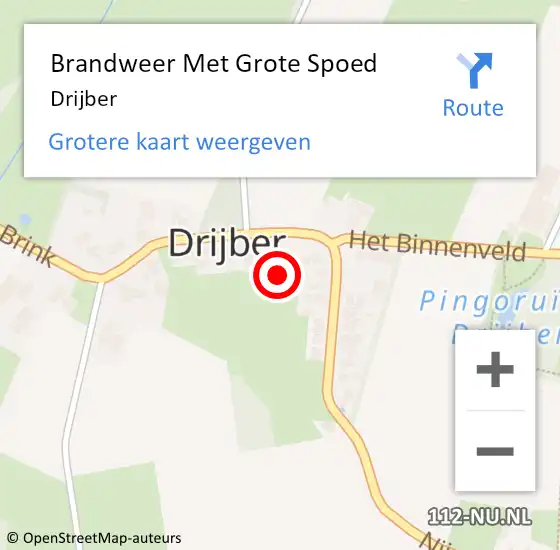 Locatie op kaart van de 112 melding: Brandweer Met Grote Spoed Naar Drijber op 27 augustus 2022 13:36