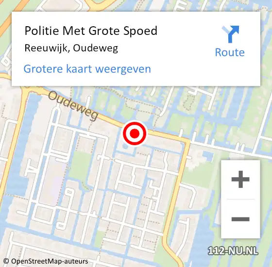 Locatie op kaart van de 112 melding: Politie Met Grote Spoed Naar Reeuwijk, Oudeweg op 27 augustus 2022 13:53