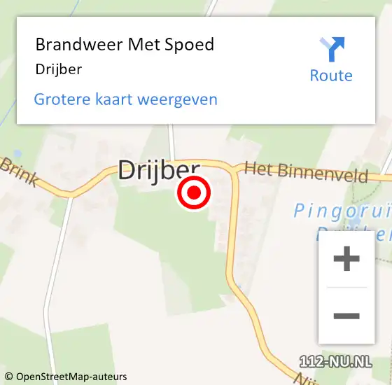 Locatie op kaart van de 112 melding: Brandweer Met Spoed Naar Drijber op 27 augustus 2022 13:53