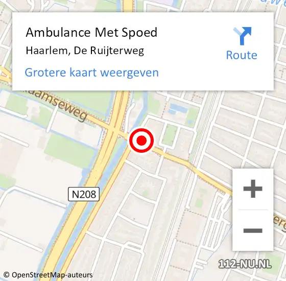 Locatie op kaart van de 112 melding: Ambulance Met Spoed Naar Haarlem, De Ruijterweg op 27 augustus 2022 13:59