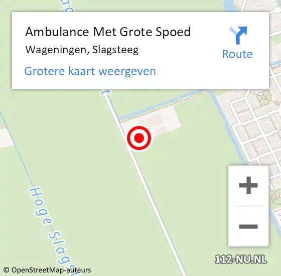 Locatie op kaart van de 112 melding: Ambulance Met Grote Spoed Naar Wageningen, Slagsteeg op 27 augustus 2022 14:02