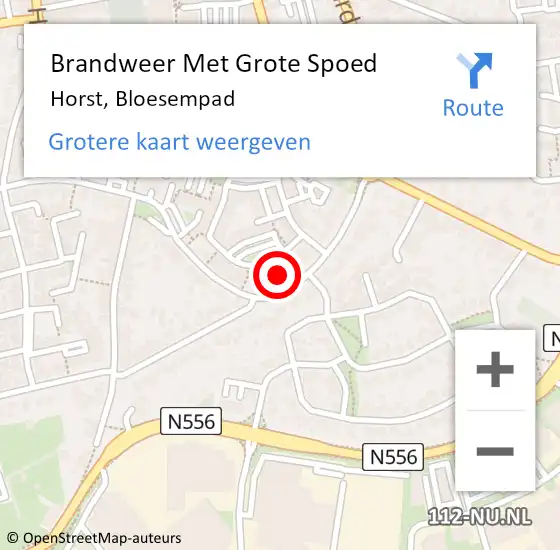 Locatie op kaart van de 112 melding: Brandweer Met Grote Spoed Naar Horst, Bloesempad op 27 augustus 2022 14:11