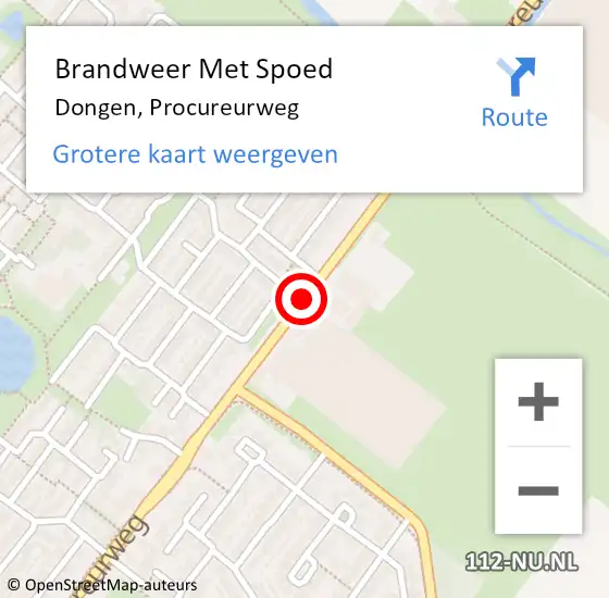 Locatie op kaart van de 112 melding: Brandweer Met Spoed Naar Dongen, Procureurweg op 27 juli 2014 20:50